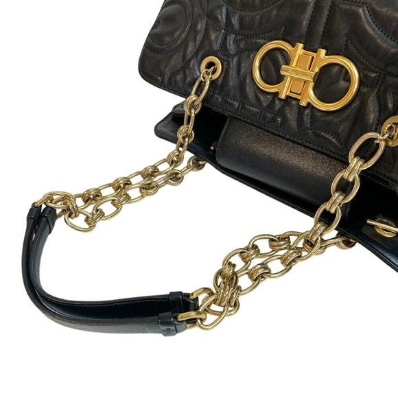 Salvatore Ferragamo quilted chain handbag, Gancini black, for women - Picture 8 of 15